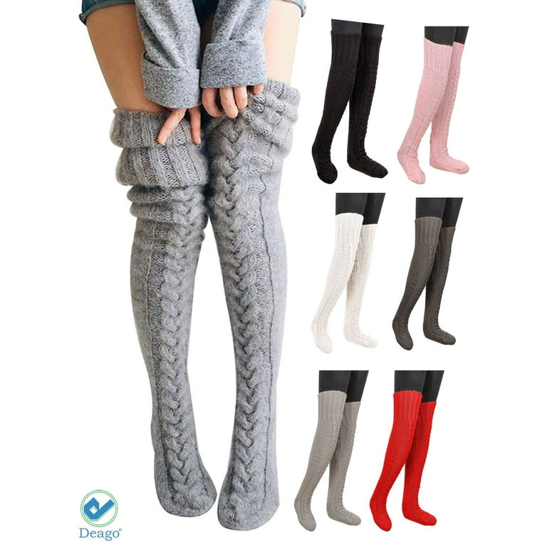 Womens Winter Christmas Diamond Stripe Knee High Leg Warmers Leggings Boot Socks 